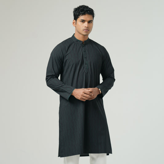 Mens Black Green Panjabi