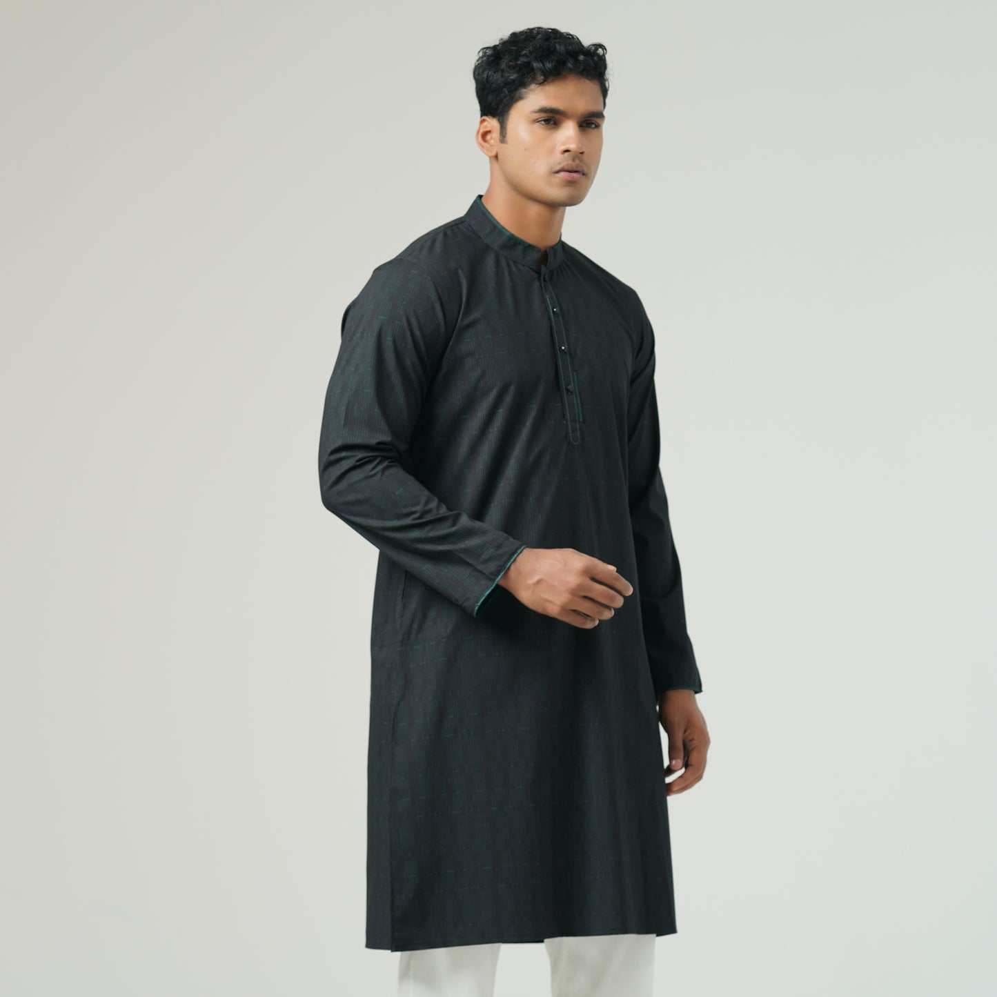 Mens Black Green Panjabi