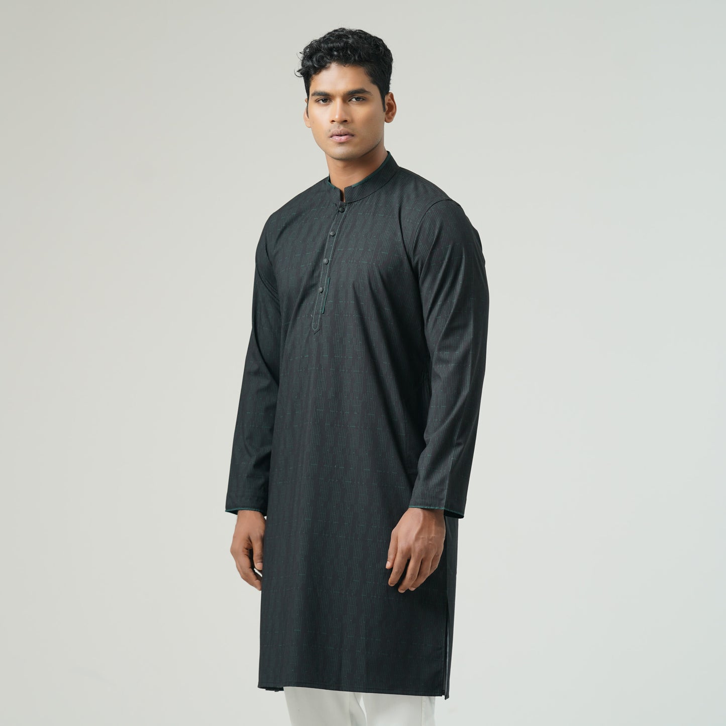 Mens Black Green Panjabi