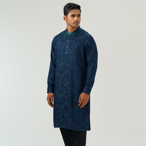 Mens Navy & Green Panjabi