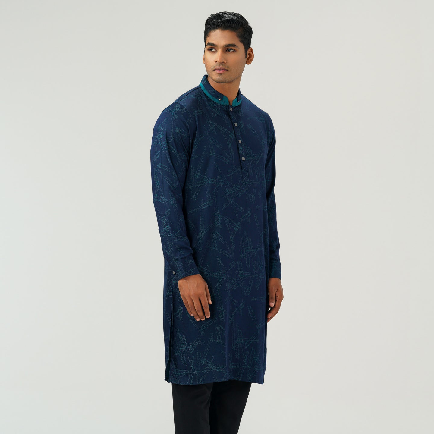 Mens Navy & Green Panjabi