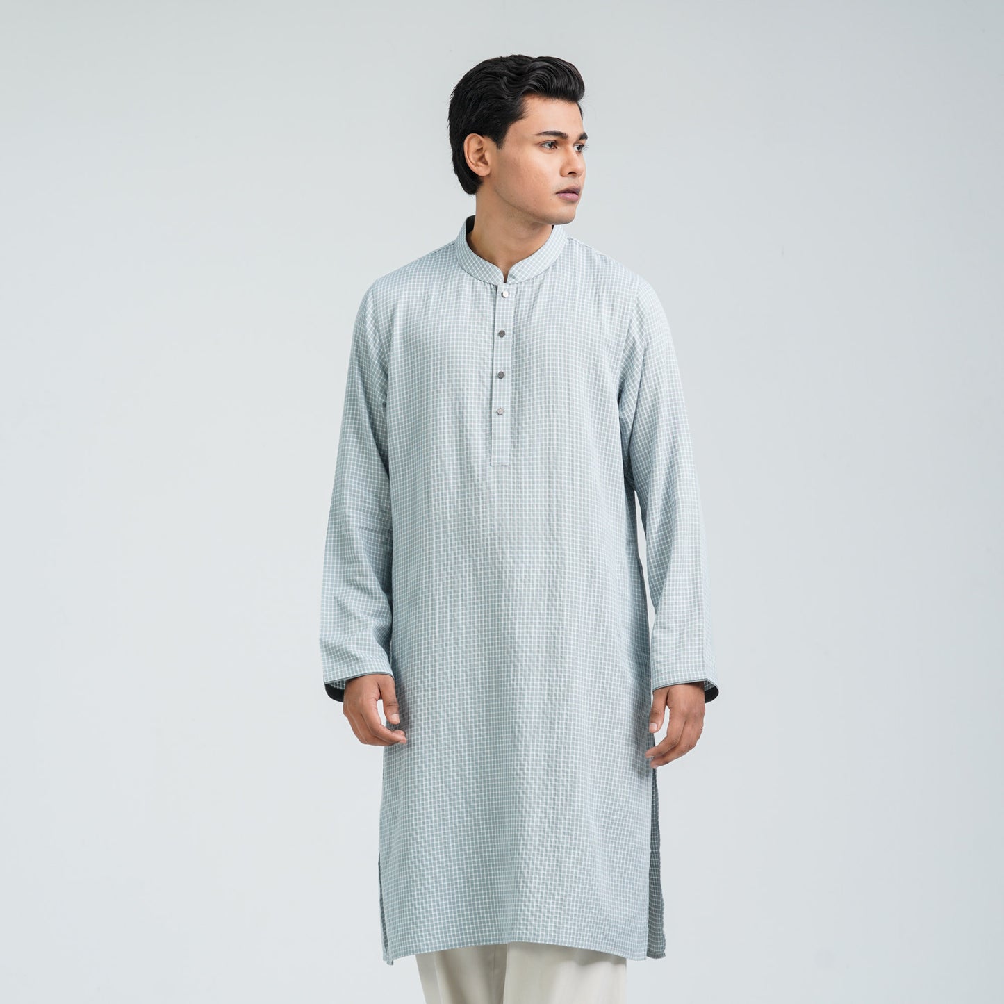 Men's Sky Ash Cotton Basic Panjabi