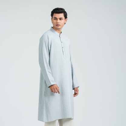 Men's Sky Ash Cotton Basic Panjabi