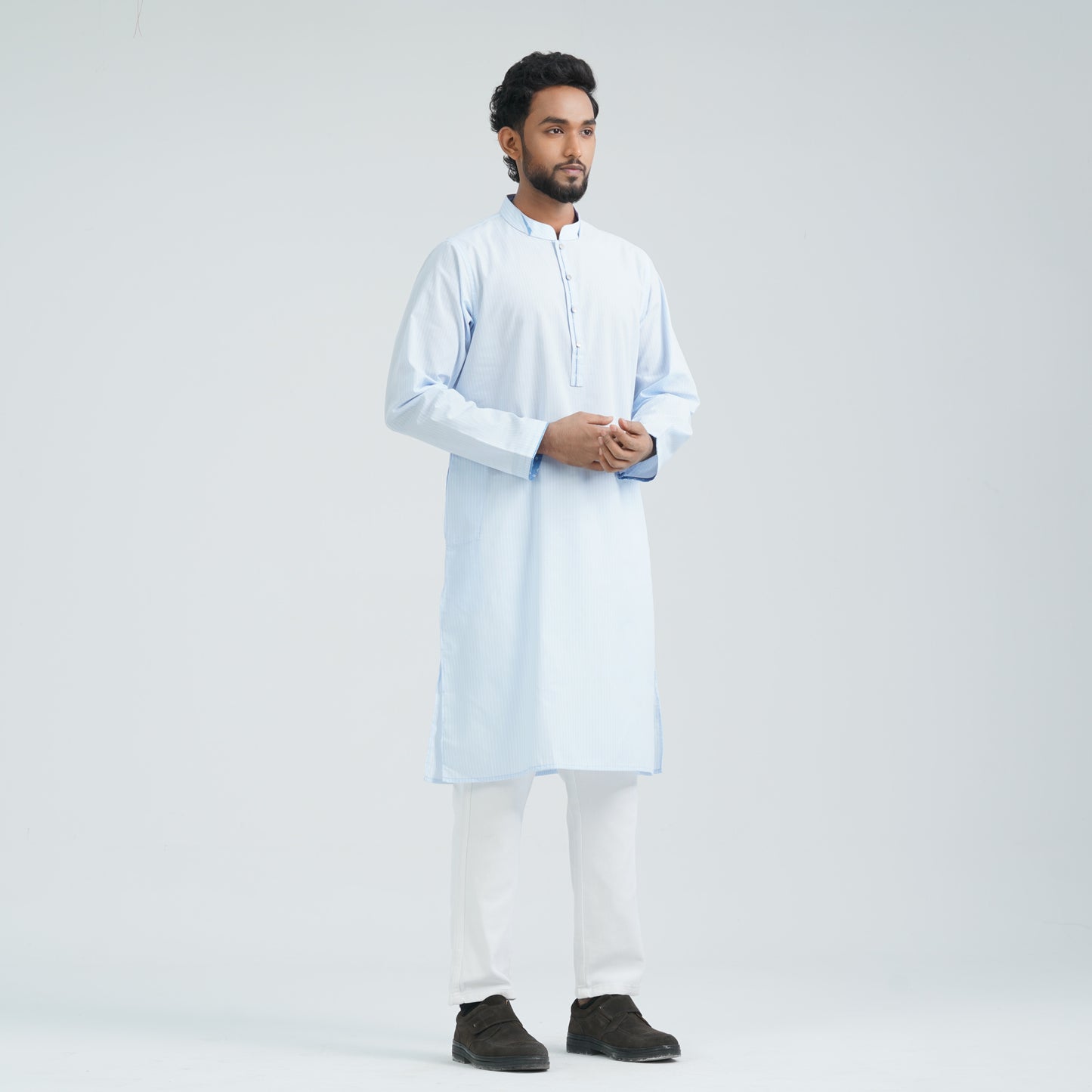 Men's Sky Blue Cotton Basic Panjabi