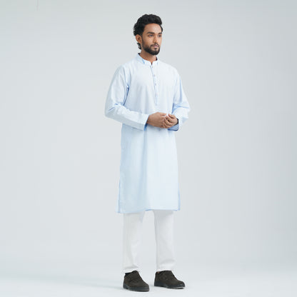 Men's Sky Blue Cotton Basic Panjabi
