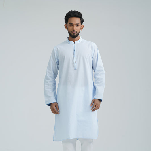 Men's Sky Blue Cotton Basic Panjabi