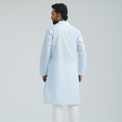 Men's Sky Blue Cotton Basic Panjabi