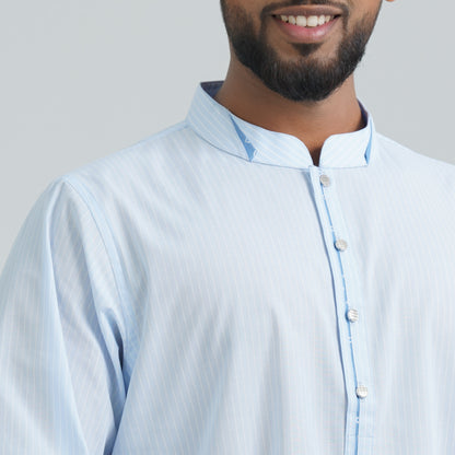 Men's Sky Blue Cotton Basic Panjabi