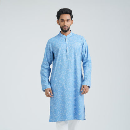 Men's Blue Cotton Basic Panjabi