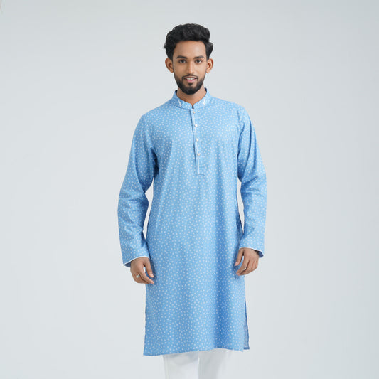 Men's Blue Cotton Basic Panjabi