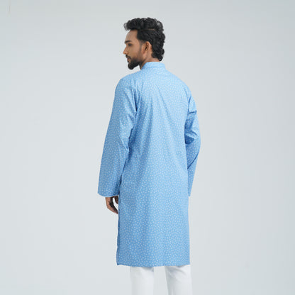 Men's Blue Cotton Basic Panjabi
