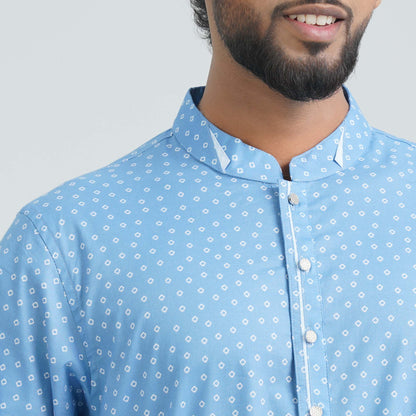 Men's Blue Cotton Basic Panjabi