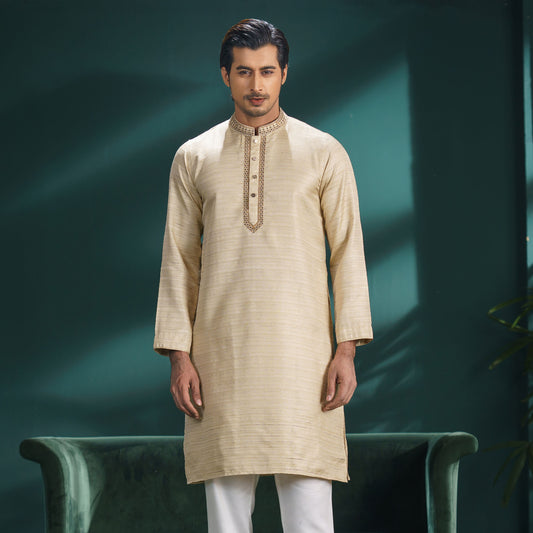 MENS EMBROIDERY PANJABI-GOLDEN 1