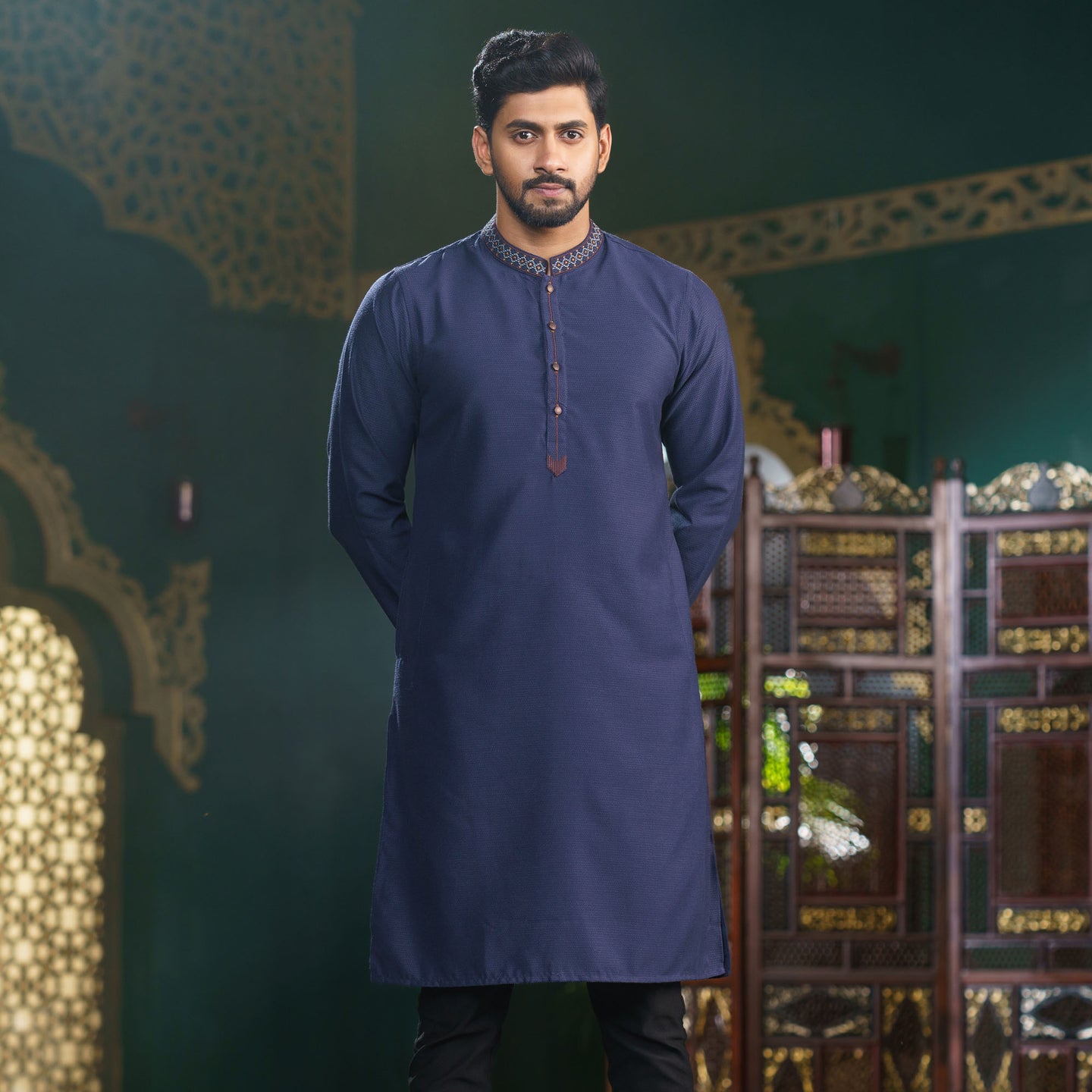 MENS EMBROIDERY PANJABI-NAVY