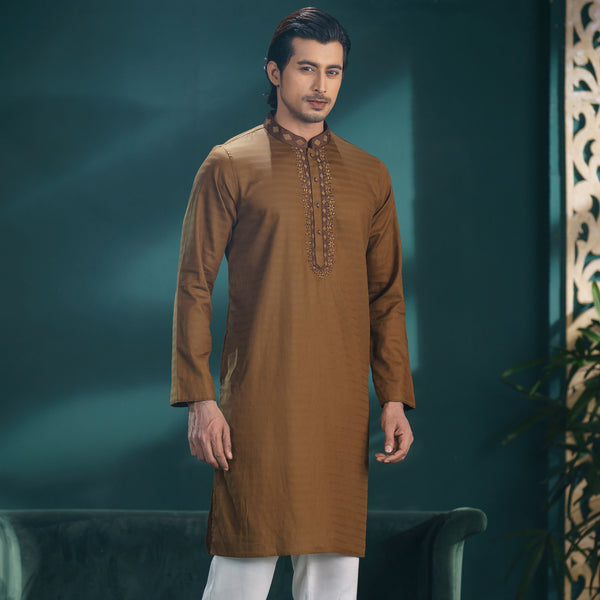 Men's Olive Embroidered Panjabi