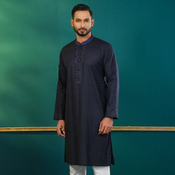 MENS EMBROIDERY PANJABI-NAVY BLUE