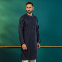 Load image into Gallery viewer, Men&#39;s Navy Blue Embroidered Panjabi
