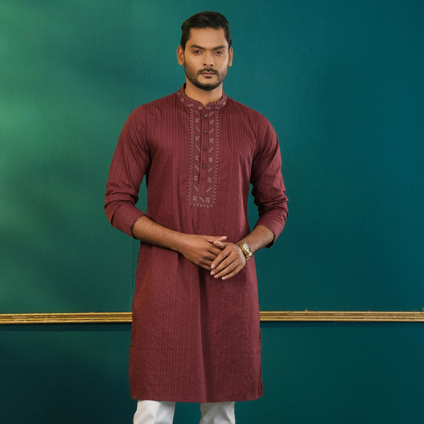 MENS EMBROIDERY PANJABI-VIOLET