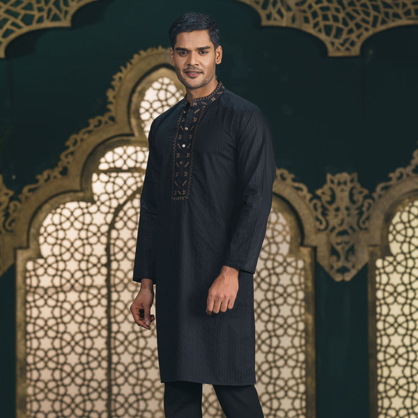 Men's Embroidery Black Panjabi