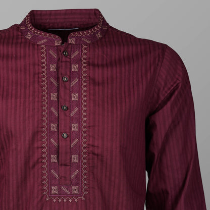Mens Marron Embroidery Panjabi