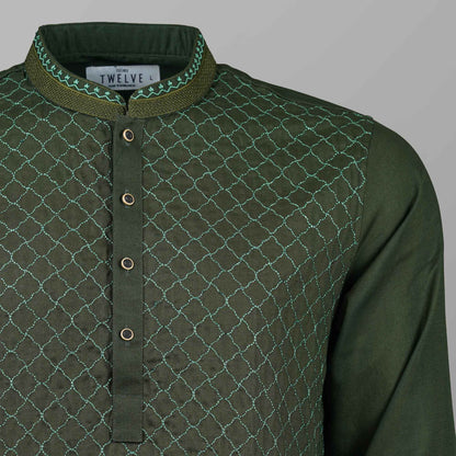 Mens Green Embroidery Panjabi