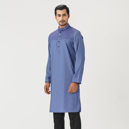 Mens Blue Embroidered Panjabi