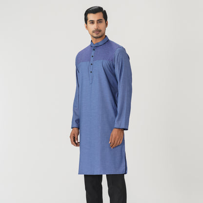 Mens Blue Embroidered Panjabi