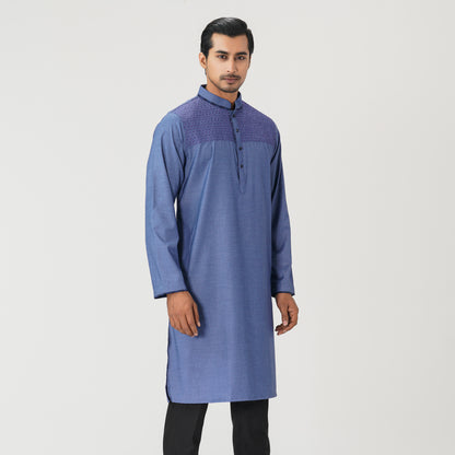 Mens Blue Embroidered Panjabi