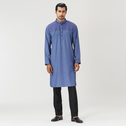 Mens Blue Embroidered Panjabi