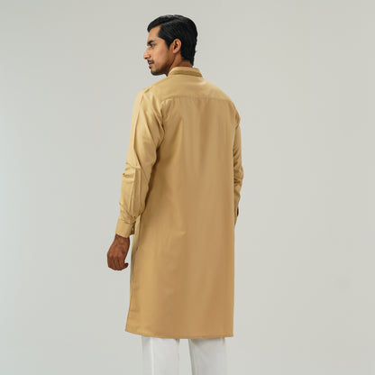 Mens Deep Beige Embroidery Panjabi