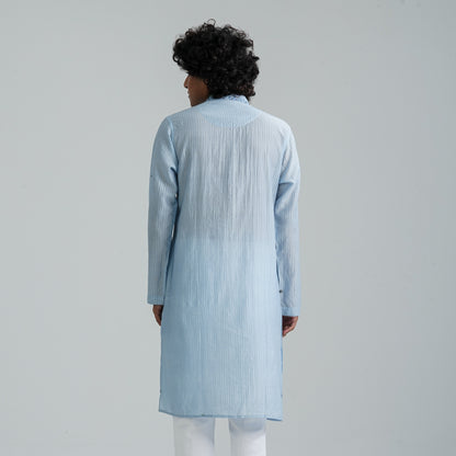 Men's Sky Blue Jacquard Panjabi