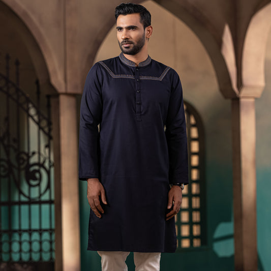 Mens Navy Karchupi Panjabi
