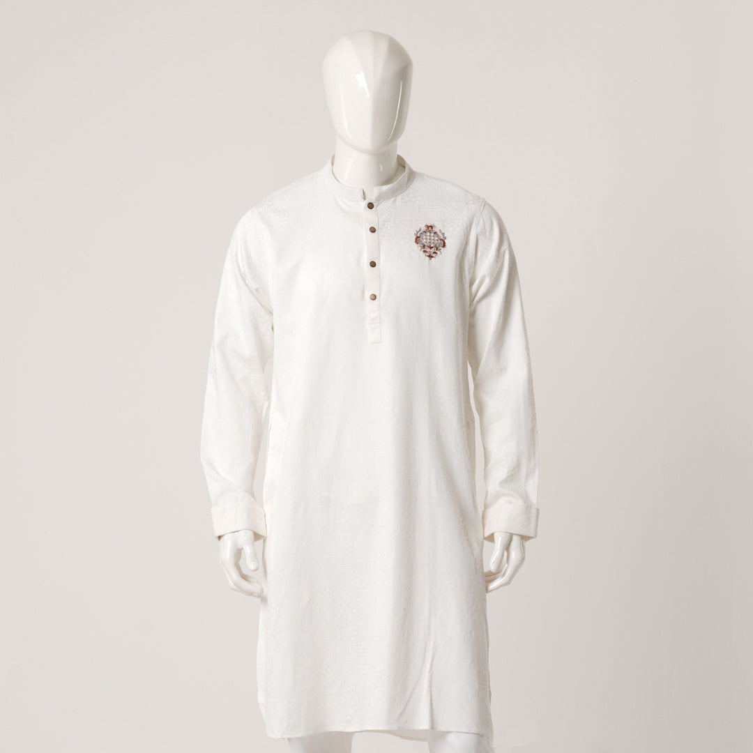 Mens White Karchupi Panjabi