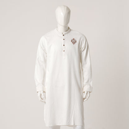 Mens White Karchupi Panjabi