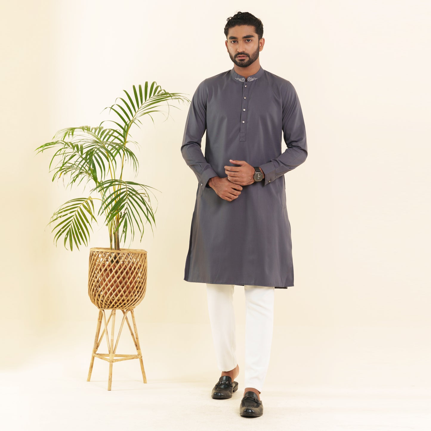 Mens Charcoal Grey Panjabi