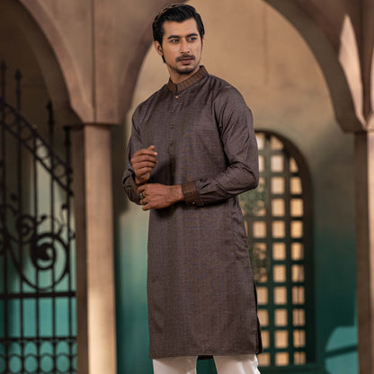 MENS PREMIUM PANJABI-COFFEE CHECK