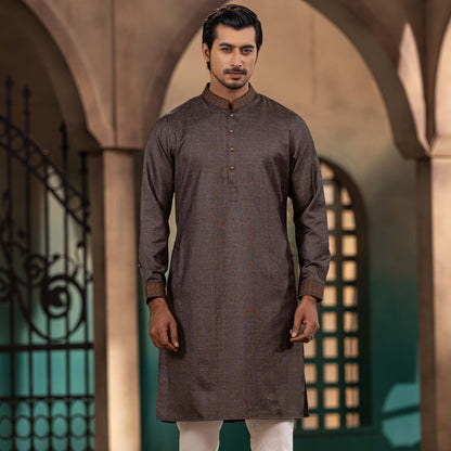 MENS PREMIUM PANJABI-COFFEE CHECK