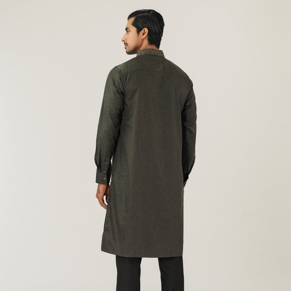 Mens Olive Ash Premium Panjabi