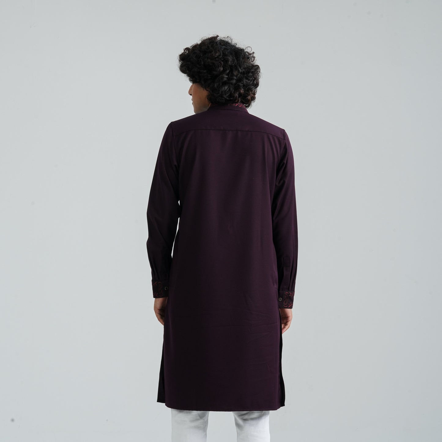 Men's Burgundy Suiting Panjabi