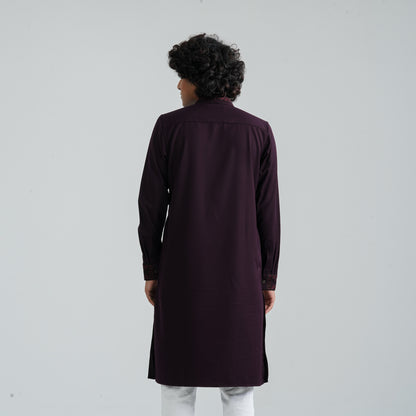 Men's Burgundy Suiting Panjabi