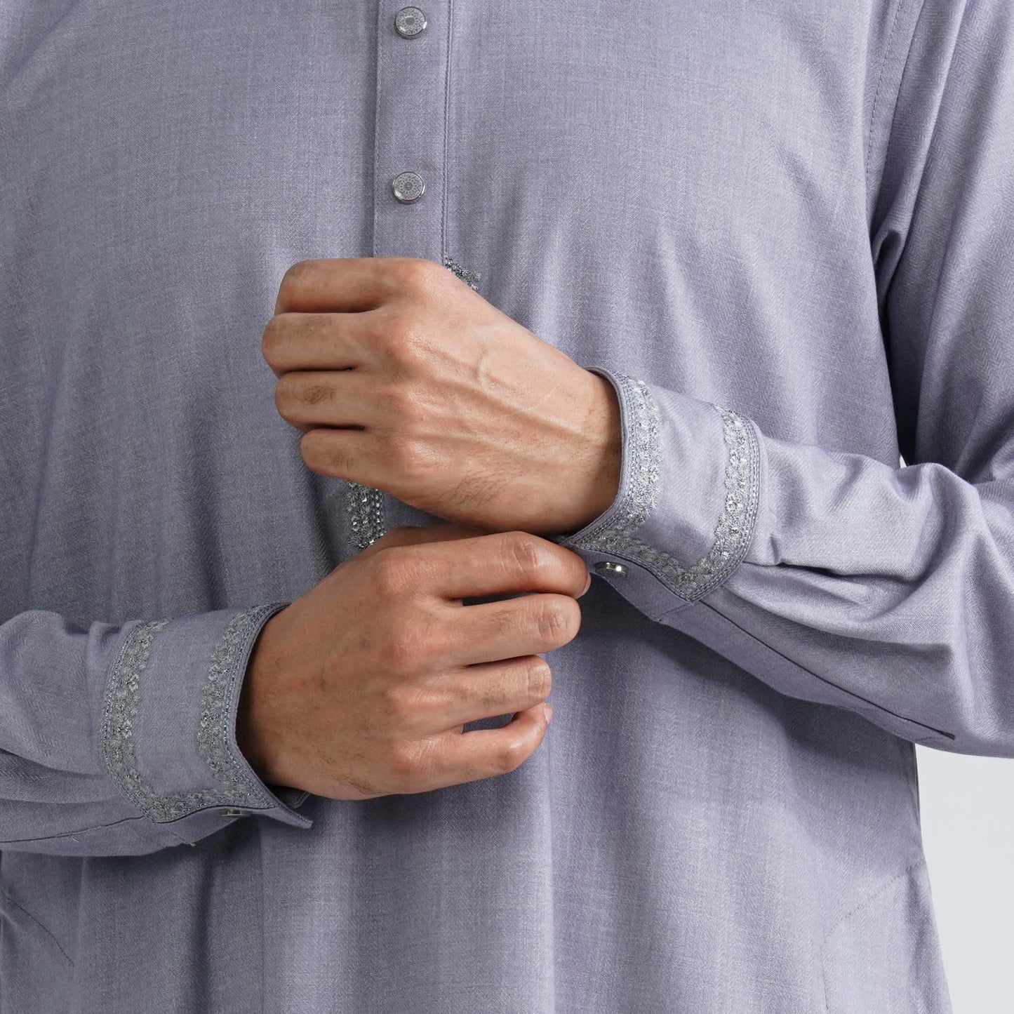 Men’s Grey Embroidered Panjabi