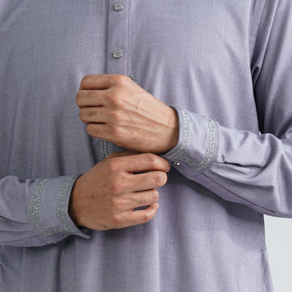 Men’s Grey Embroidered Panjabi