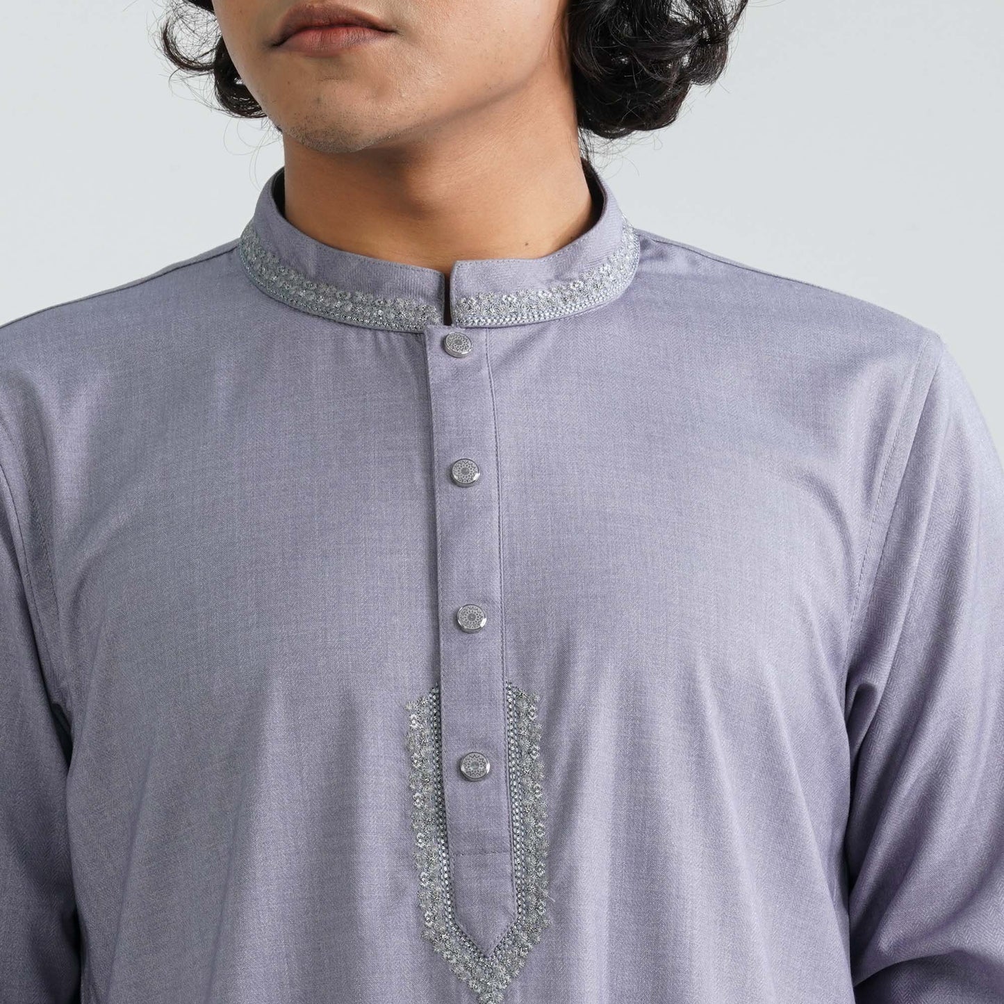 Men’s Grey Embroidered Panjabi