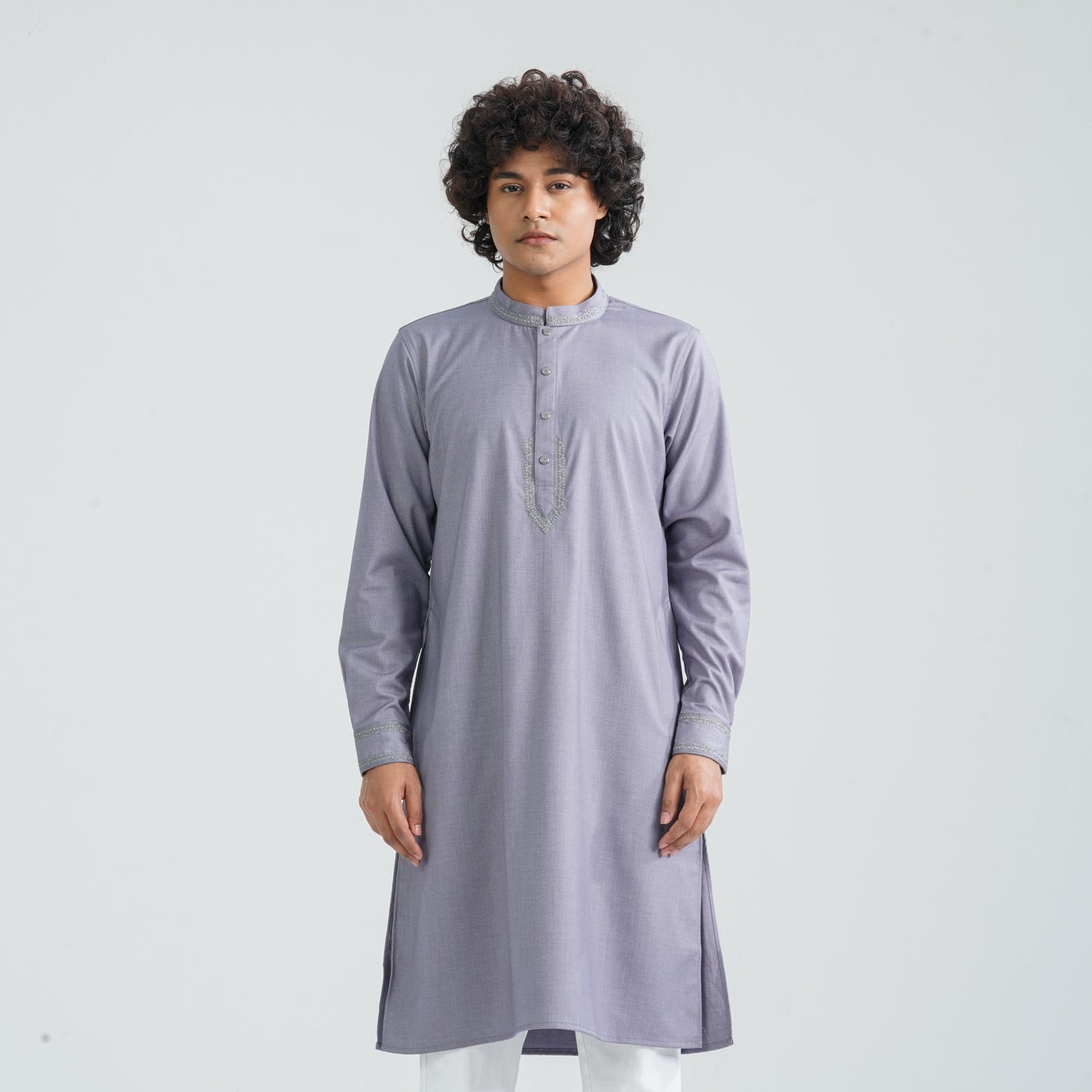 Men’s Grey Embroidered Panjabi