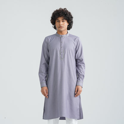 Men’s Grey Embroidered Panjabi