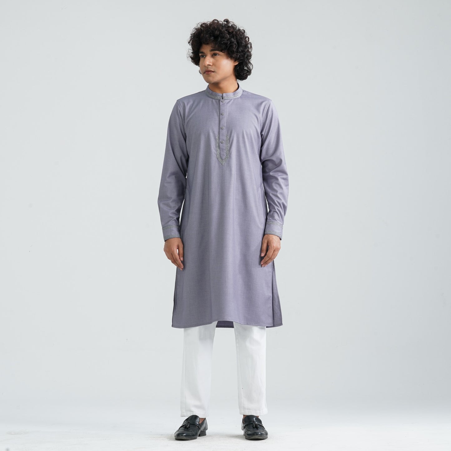 Men’s Grey Embroidered Panjabi