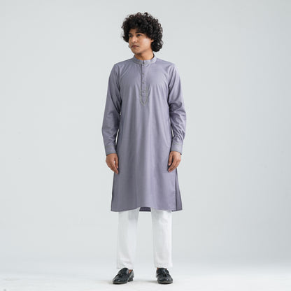 Men’s Grey Embroidered Panjabi