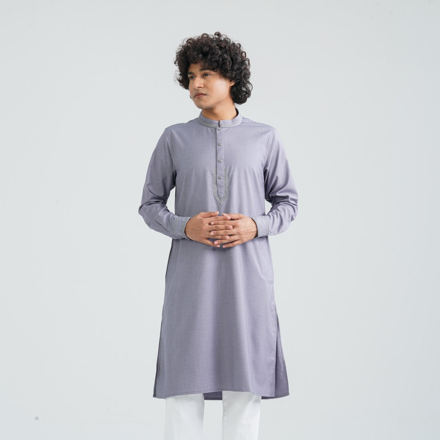 Men’s Grey Embroidered Panjabi