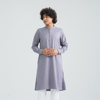 Men’s Grey Embroidered Panjabi