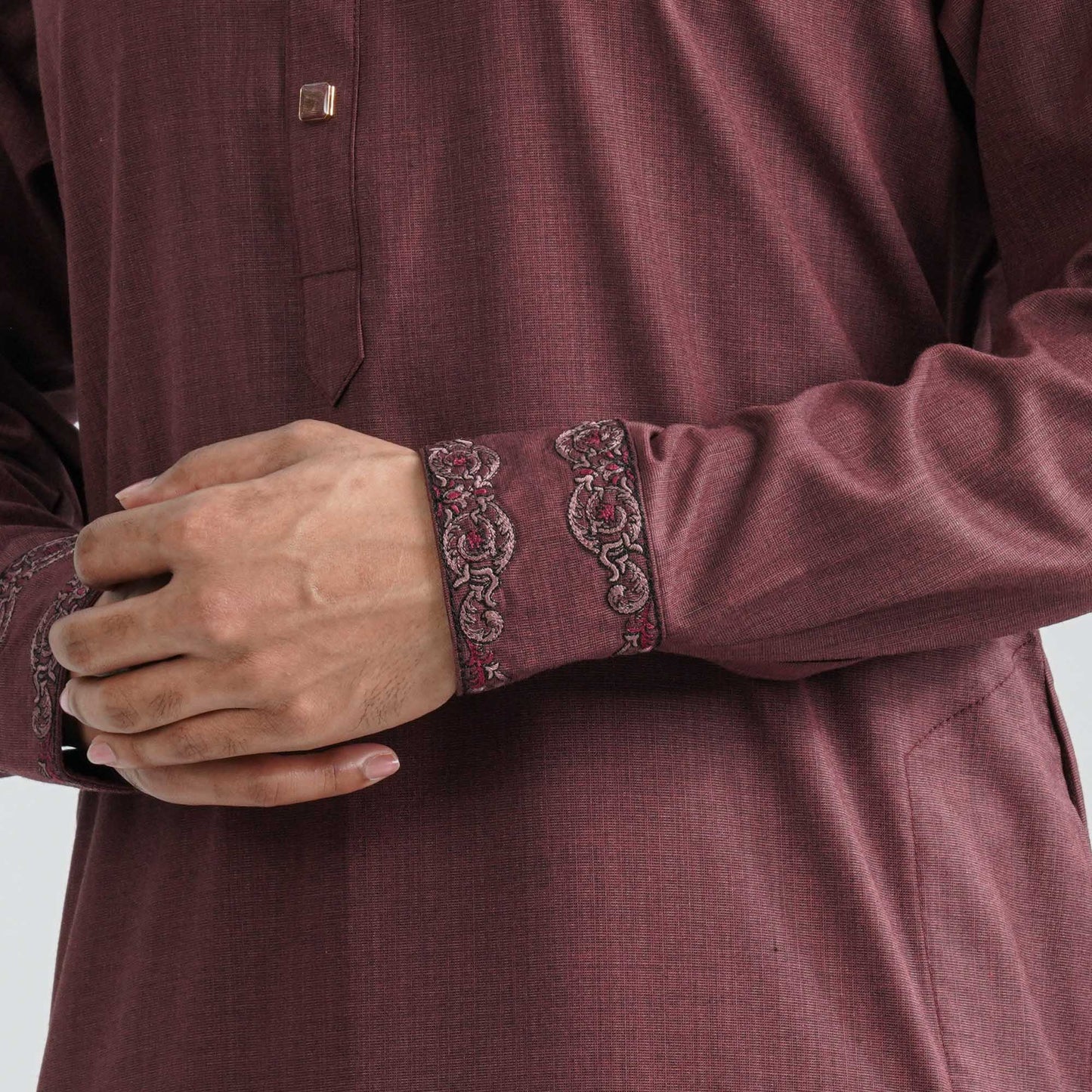 Men’s Maroon Suiting Panjabi
